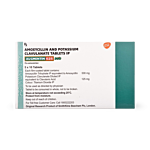 Augmentin 625 Duo Tablet Box/Carton showing the Back face.