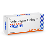 Azax 250 mg Box/Carton showing the Front face.