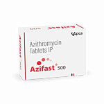 Azifast 500 Tablet Box/Carton showing the Front face.