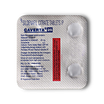 Caverta 25 Mg Tablet Blister Pack showing the Back face.