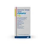 Champix 1 Mg Tablet Box/Carton showing the Front face.