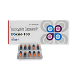 Doxrid 100 mg Box/Carton + Blister Pack showing the Front face.