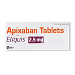 Eliquis 2.5 Mg Box/Carton showing the Front face.