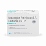 Humog 75-HP Injection Box/Carton showing the Front face.