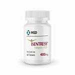 Isentress 400 Mg Tablet Bottle showing the Front face.