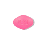 Lovegra 100 mg Tablet showing the Top face.