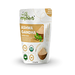 Myherb Ashwagandha Powder Sachet showing the Front face.