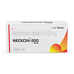 Neckcin 500 Mg Tablet Box/Carton showing the Front face.