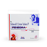 Penegra 50 Mg Box/Carton showing the Front face.