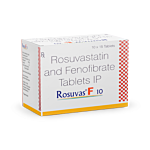 Rosuvas F 10 Tablet Box/Carton showing the Front face.