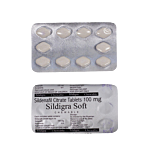 Sildigra Soft Chewable 100 Mg Blister Pack showing the Front and Back face.