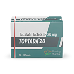 Toptada 20 Mg Tablet Box/Carton showing the Front face.