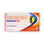 Voltaflam 50 Mg Box/Carton showing the Front face.