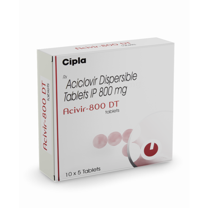 Acivir 800 mg Box/Carton showing the Front face.