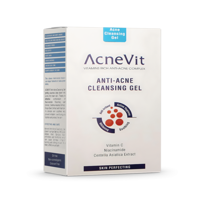 Acnevit Anti Acne Facial Cleansing Gel Box/Carton showing the Front face.