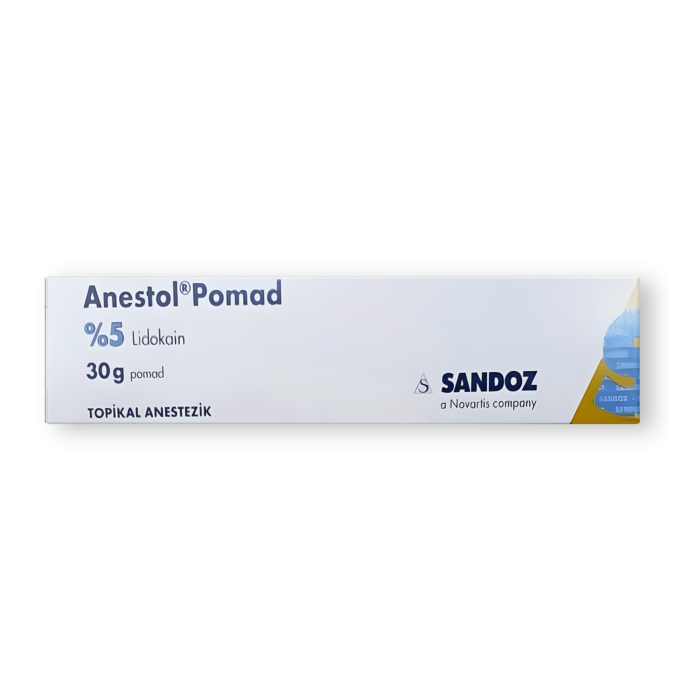 Anestol Ointment 5% (30 gm) Box/Carton showing the Front face.