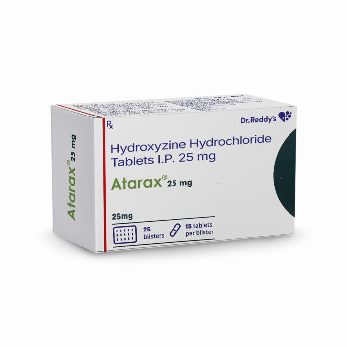Atarax 25 Mg Box/Carton showing the Front face.