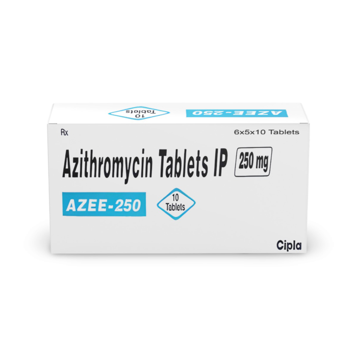 Azee 250 Mg Box/Carton showing the Front face.