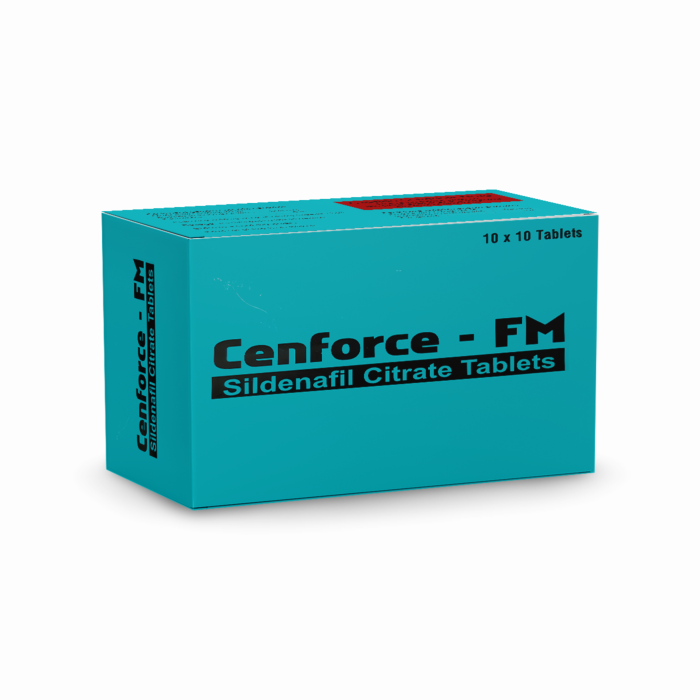 Cenforce FM 100 mg Box/Carton showing the Front face.