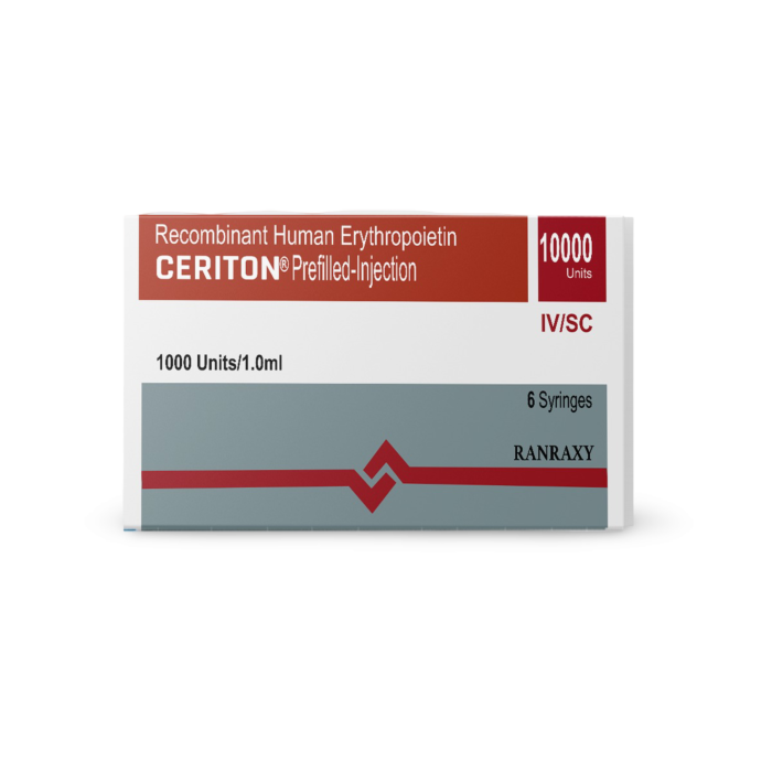 Ceriton Epo 10000 IU 1 ml Injection Box/Carton showing the Front face.
