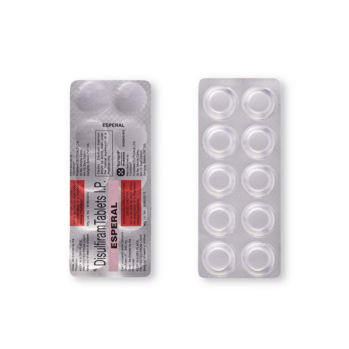 Esperal Tablet Blister Pack showing the Front/Back face.