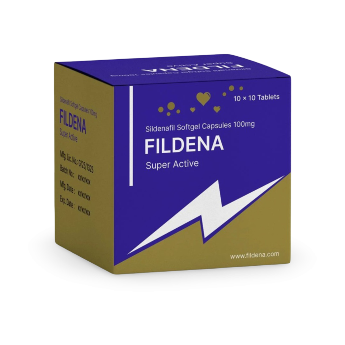 Fildena Super Active Box/Carton showing the Front face.