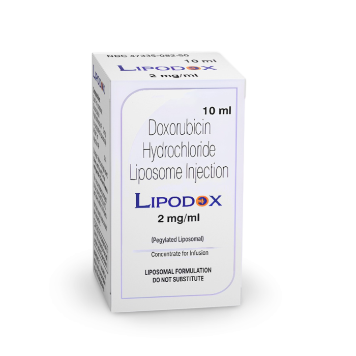 Lipodox 10 Mg Injection Box/Carton showing the Front face.