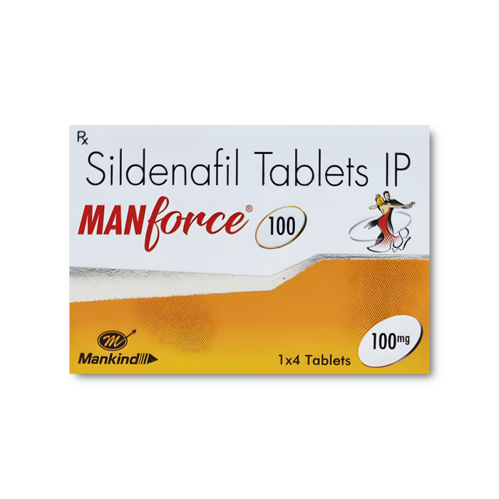 Manforce 100 Mg Box/Carton showing the Front face.