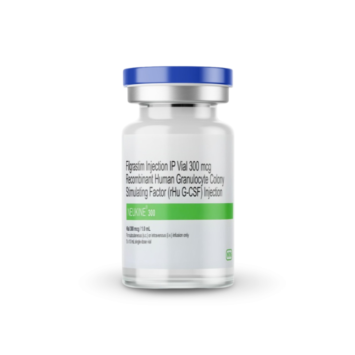 Neukine 300 Mcg Injection Vial showing the Front face.