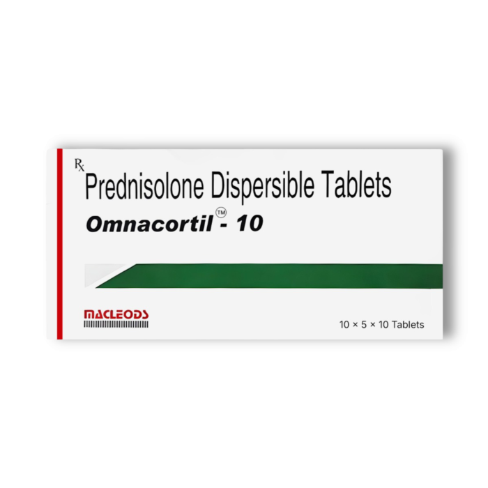Omnacortil 10 Mg Tablet Box/Carton showing the Front face.