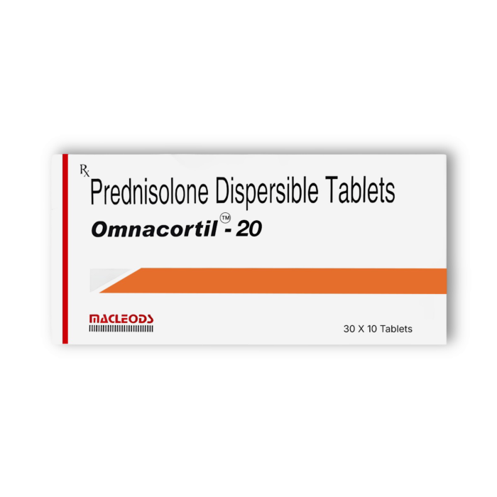 Omnacortil 20 Mg Tablet Box/Carton showing the Front face.