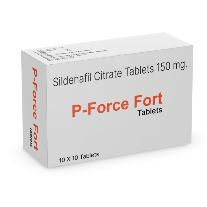 P-Force Fort 150 mg Box/Carton showing the Front face.