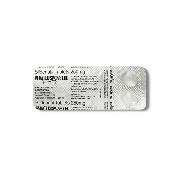 Phallus Power 250 Mg Blister Pack showing the Front face.