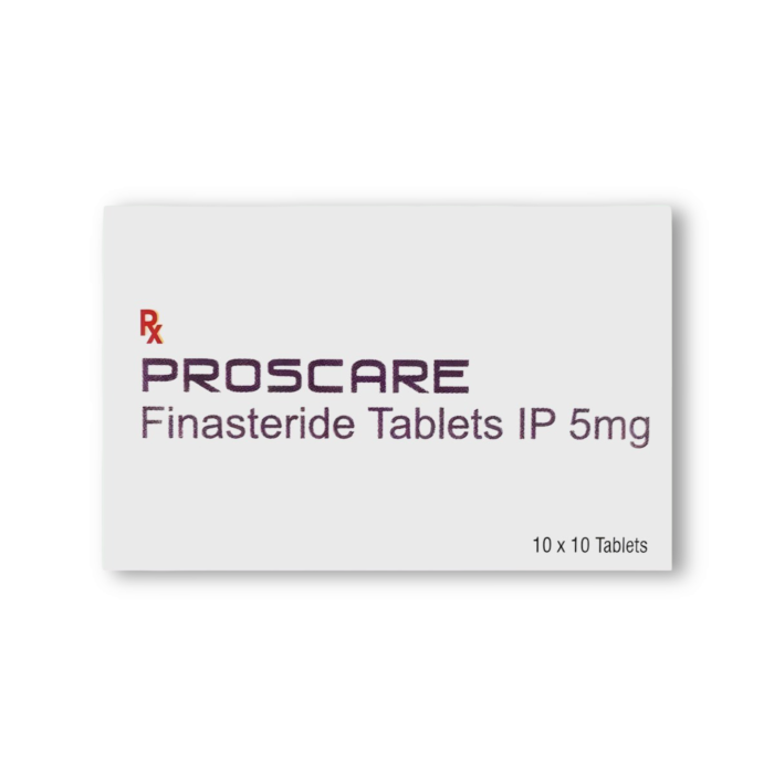 Proscare 5 Mg Tablet Strip showing the Front face.