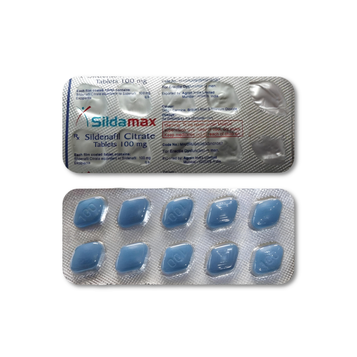 Sildamax 100 Mg Blister Pack showing the Front face.