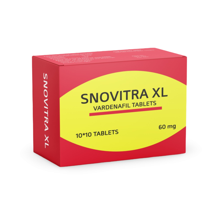Snovitra 60 mg Box/Carton showing the Front face.