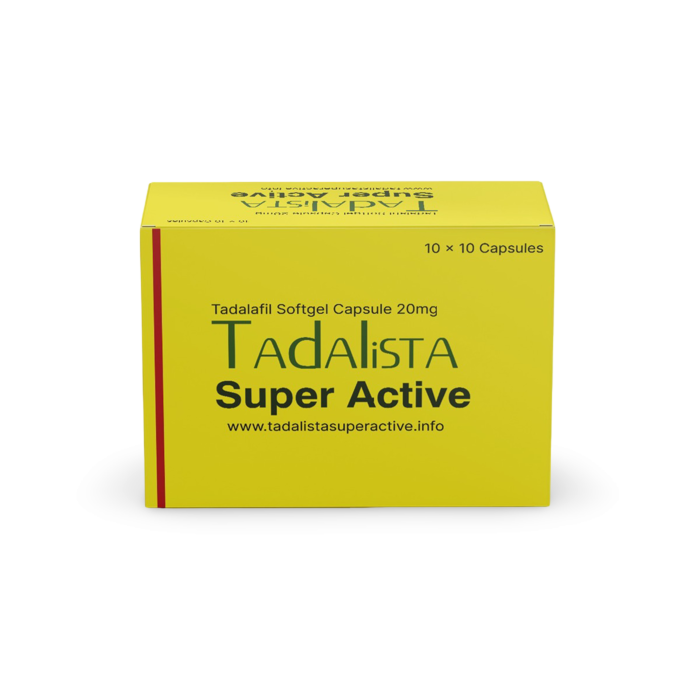Tadalista Super Active 20 mg Box/Carton showing the Front face.