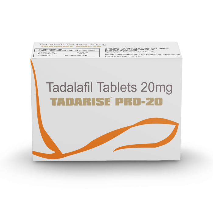 Tadarise PRO 20 mg Box/Carton showing the Front face.