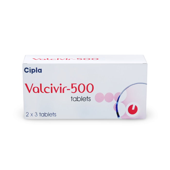 Valcivir 500 Mg Box/Carton showing the Front face.