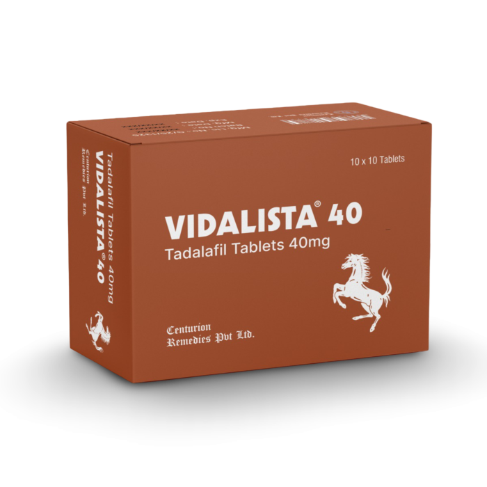 Vidalista 40 mg Box/Carton showing the Front face.