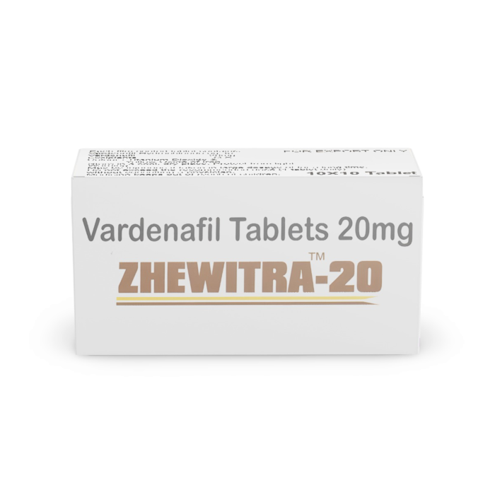 Zhewitra 20 Mg Box/Carton showing the Front face.