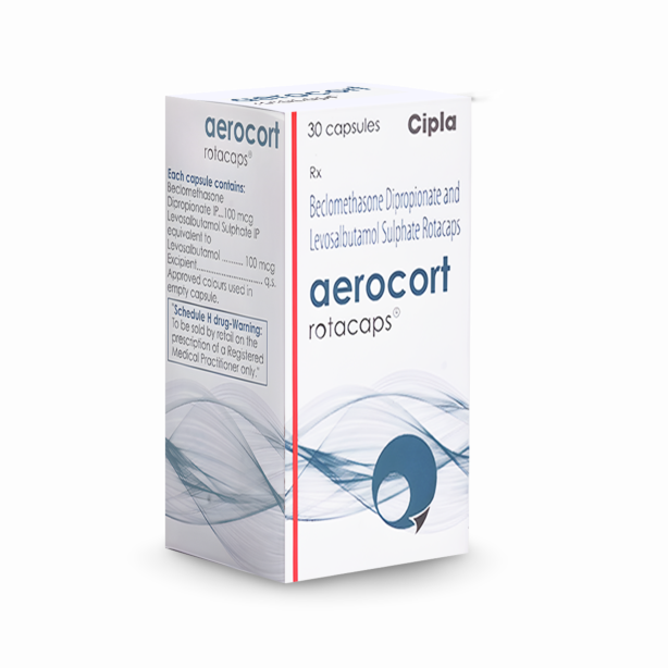 Aerocort Rotacaps 100 mcg + 100 mcg with Beclomethasone Dipropionate and Levosalbutamol